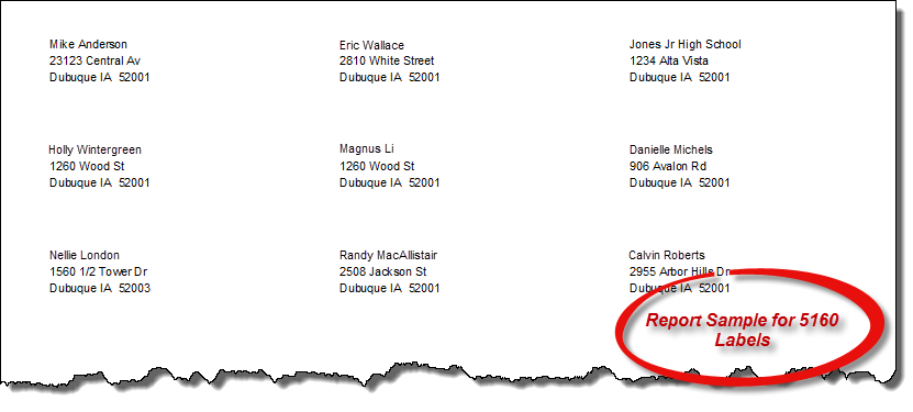 5160 Labels - Mailing/Letters report